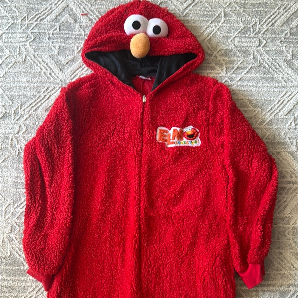 Sesame Street Elmo Red Plush Hooded Onesie